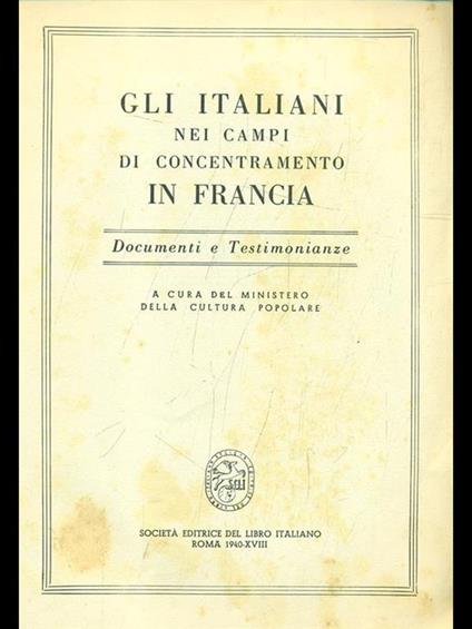 Gli italiani nei campi di concentramento in Francia - copertina