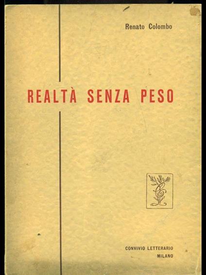 Realtà senza peso - Renato Colombo - copertina