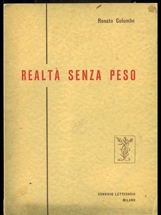 Realtà senza peso - Renato Colombo - copertina