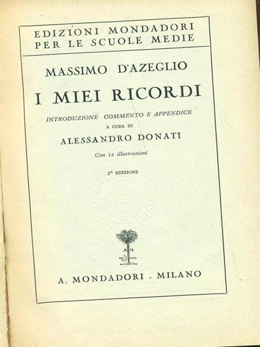 I miei ricordi - Massimo D'Azeglio - copertina