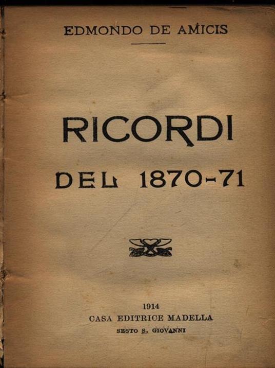 Ricordi del 1870-71 - Edmondo De Amicis - copertina