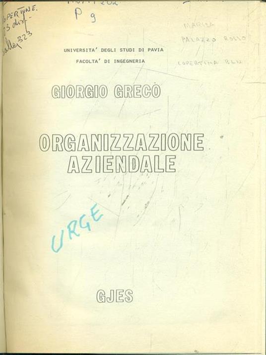 Organizzazione aziendale - copertina