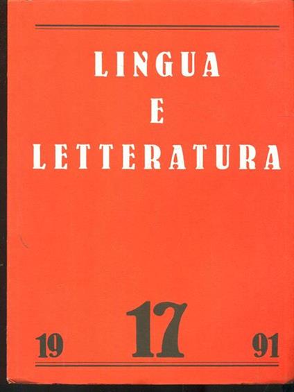 Lingua e letteratura 17/1991 - copertina