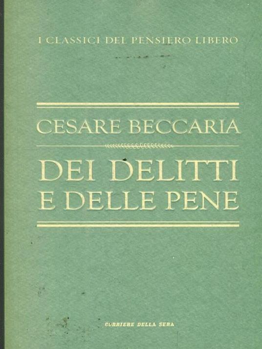 Dei delitti e delle pene - Cesare Beccaria - copertina