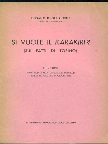 Si vuole il Karakiri? - Cesare Degli Occhi - copertina