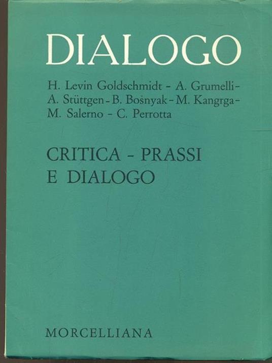 Dialogo: Critica prassi e dialogo - copertina
