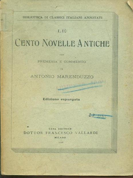 Le cento novelle antiche - Antonio Merenduzzo - copertina