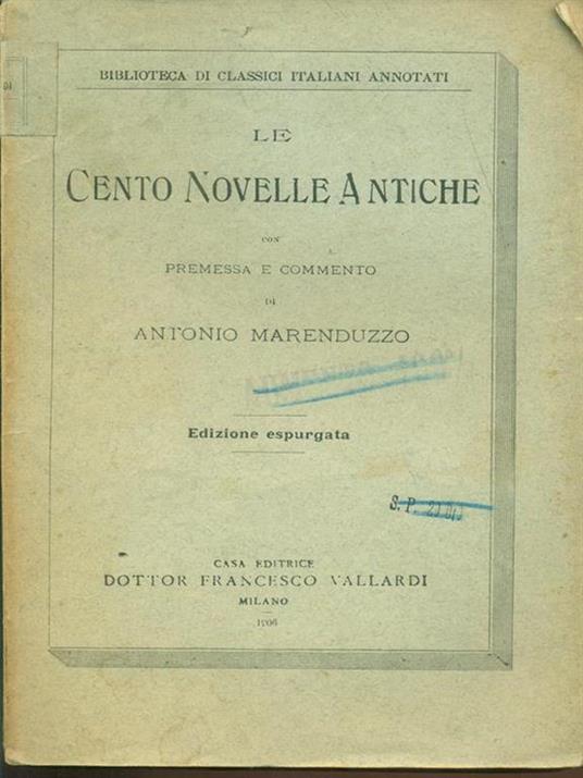 Le cento novelle antiche - Antonio Merenduzzo - copertina