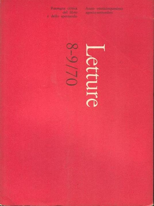 Letture 8-9/70 - copertina