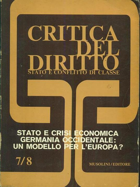 Critica del diritto 7/8. Gennaio. Agosto 1976 - copertina