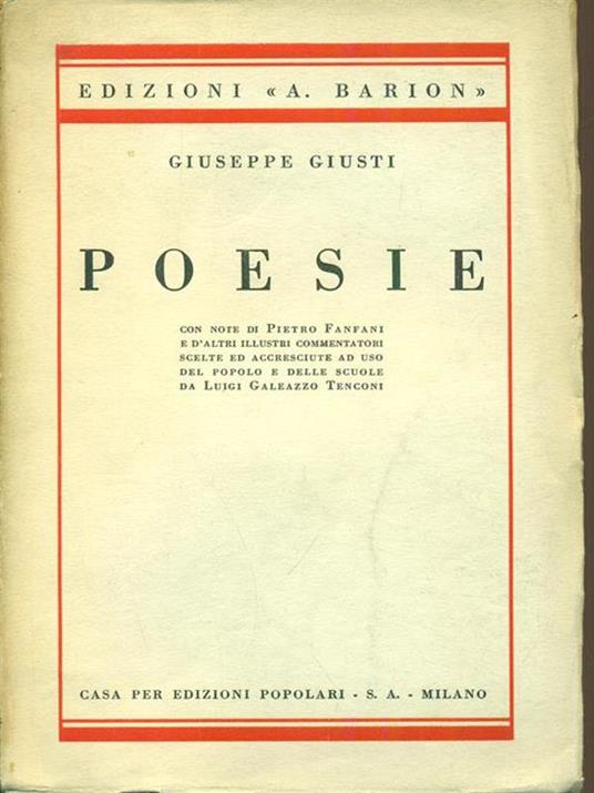 Poesie - Giuseppe Giusti - copertina