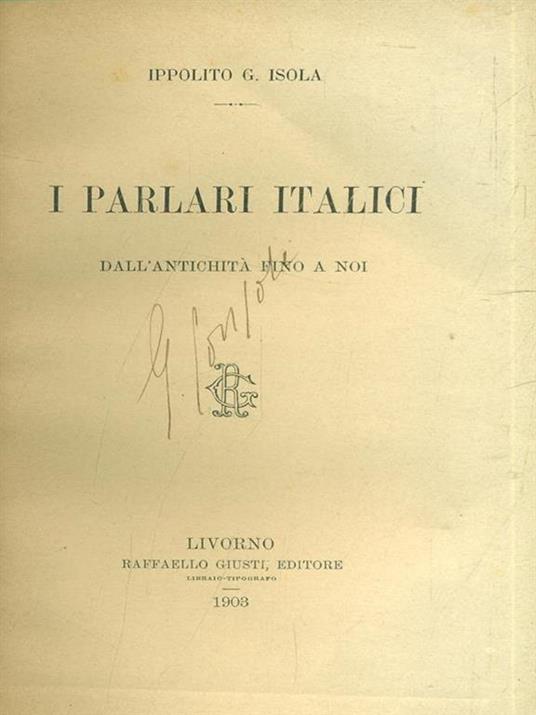 I parlari italici - copertina