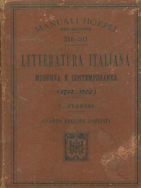 Letteratura italiana moderna e contemporanea 1708-1903 - Vittorio Ferrari - copertina