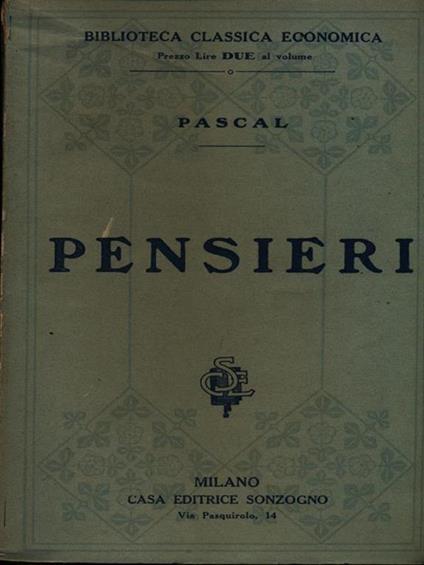 Pensieri - Blaise Pascal - copertina