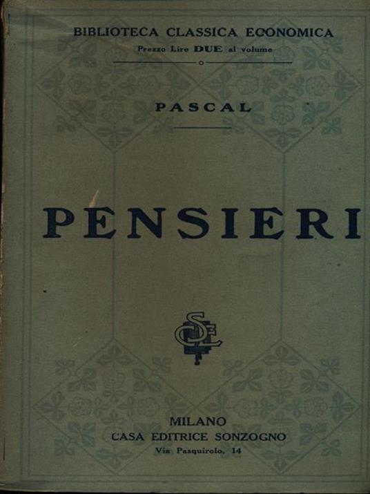 Pensieri - Blaise Pascal - copertina