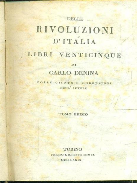 Rivoluzioni d'Italia libri venticinque tomi 42767 - Carlo Denina - copertina