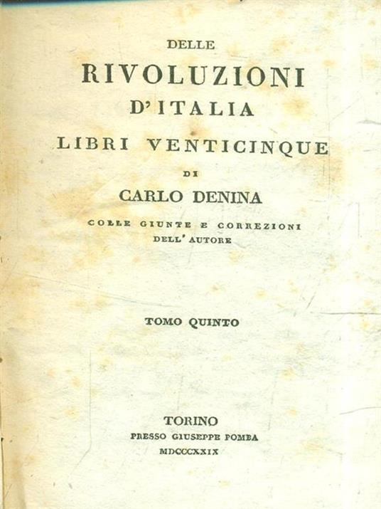Rivoluzioni d'Italia libri venticinque tomi 42891 - Carlo Denina - copertina
