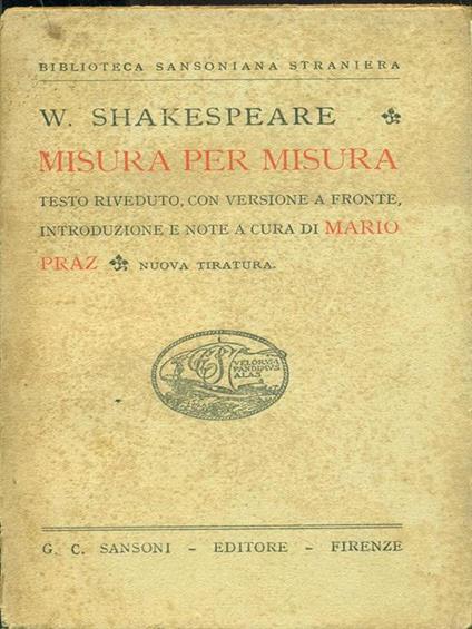 Misura per misura - William Shakespeare - copertina