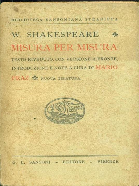 Misura per misura - William Shakespeare - copertina