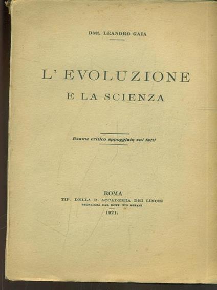 L' evoluzione e la scienza - Leandro Gaia - copertina