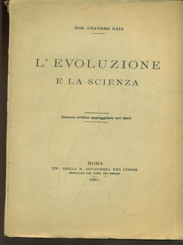 L' evoluzione e la scienza