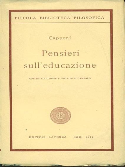 Pensieri sull'educazione - Gino Capponi - copertina