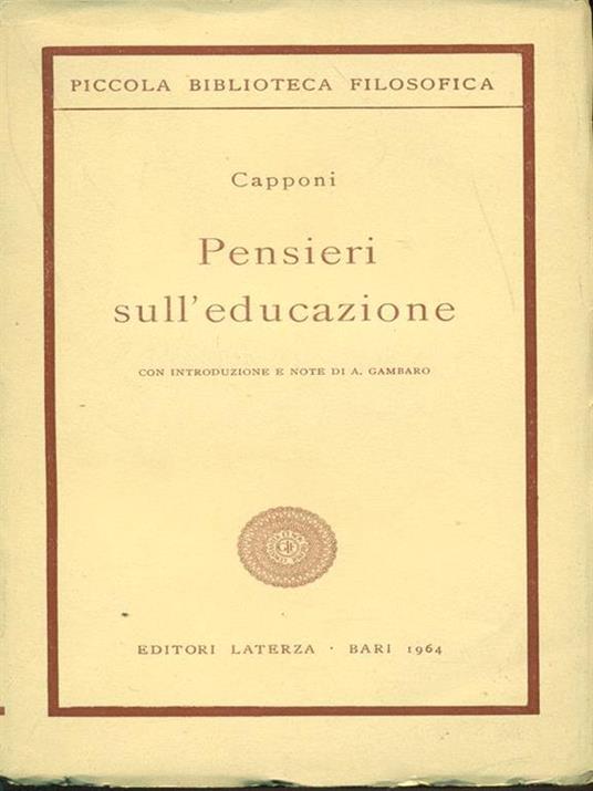 Pensieri sull'educazione - Gino Capponi - copertina