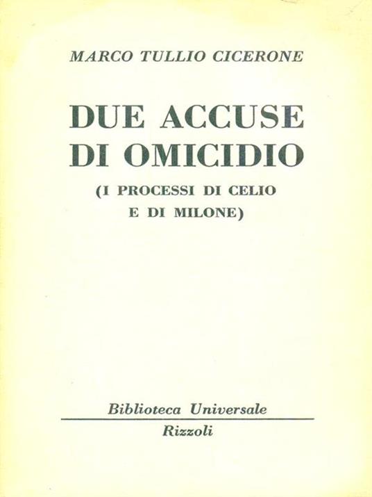 Due accuse di omicidio - M. Tullio Cicerone - copertina