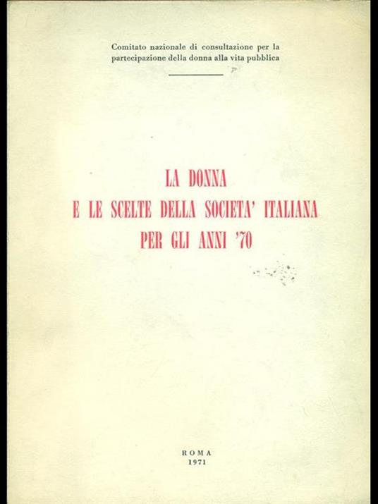 La donna e le scelte della società Italiana - copertina