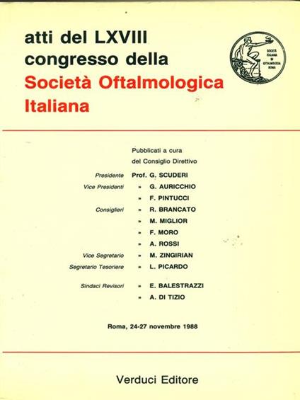 Atti del LXVIII congresso della Società Oftalmologica Italiana - copertina