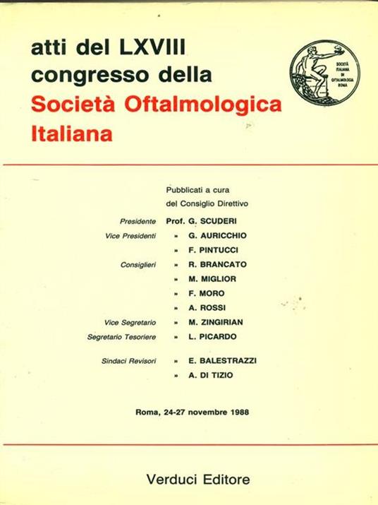 Atti del LXVIII congresso della Società Oftalmologica Italiana - copertina