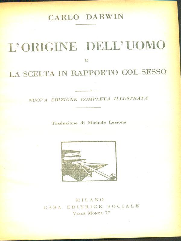 L' origine dell'uomo e la scelta in rapporto col sesso