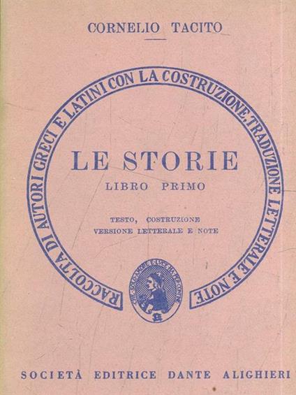 Le storie libro primo - P. Cornelio Tacito - copertina