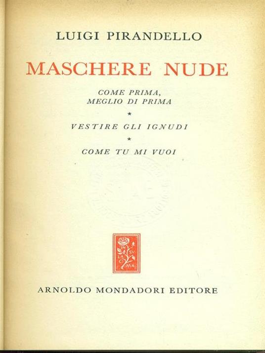 Maschere Nude IV - Luigi Pirandello - copertina