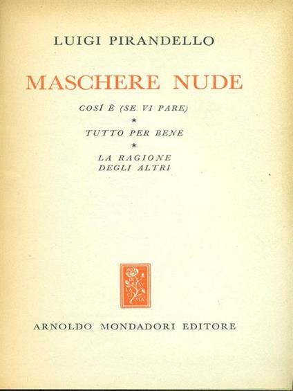 Maschere Nude V - Luigi Pirandello - copertina