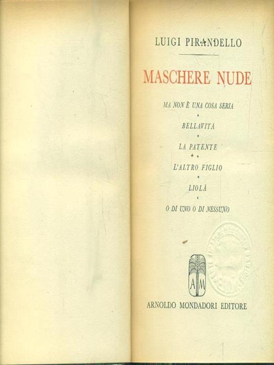 Maschere Nude III - Luigi Pirandello - copertina