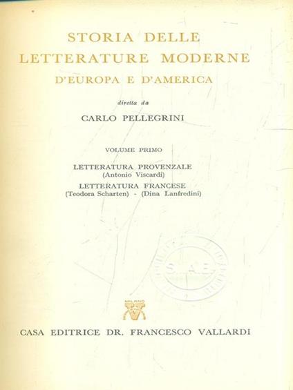 Storia delle letterature moderne d'Europa e d'America 6vv - Carlo Pellegrini - copertina