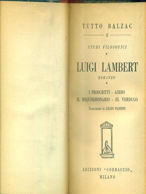 Studi filosofici-Luigi Lambert-Opere complete di Balzac n.8