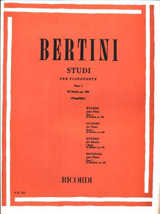 Studi per pianoforte. Fascicolo I. 25 Studi, op. 100 - Enrico Bertini - copertina