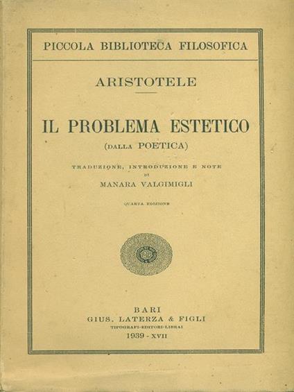 Il problema estetico - Aristotele - copertina