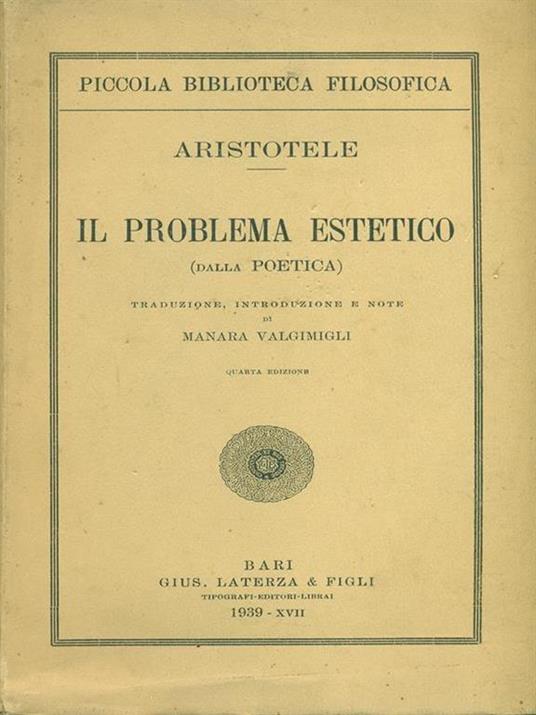 Il problema estetico - Aristotele - copertina