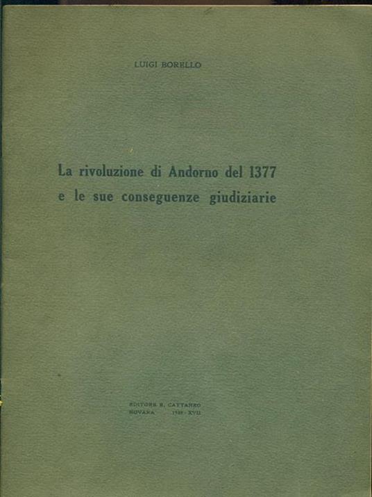 La rivoluzione di Adorno del 1377 e le sue conseguenze giudiziarie - Luigi Borello - copertina