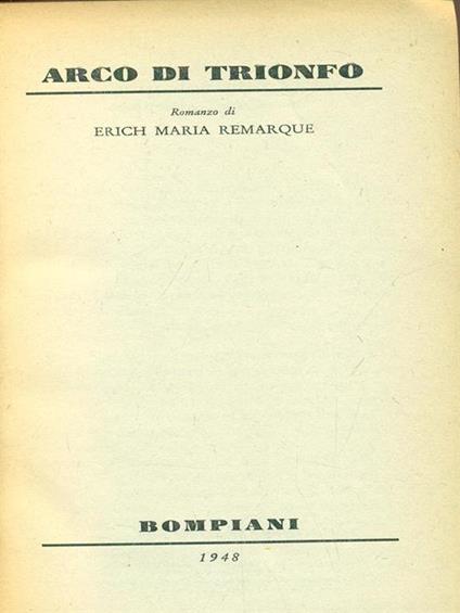 Arco di trionfo - Erich Maria Remarque - copertina