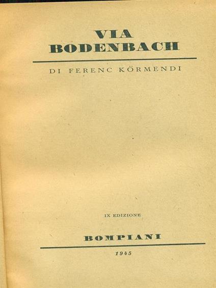 Via Bodenbach - Ferenc Kormendi - copertina