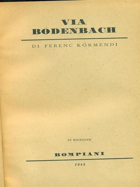 Via Bodenbach - Ferenc Kormendi - copertina