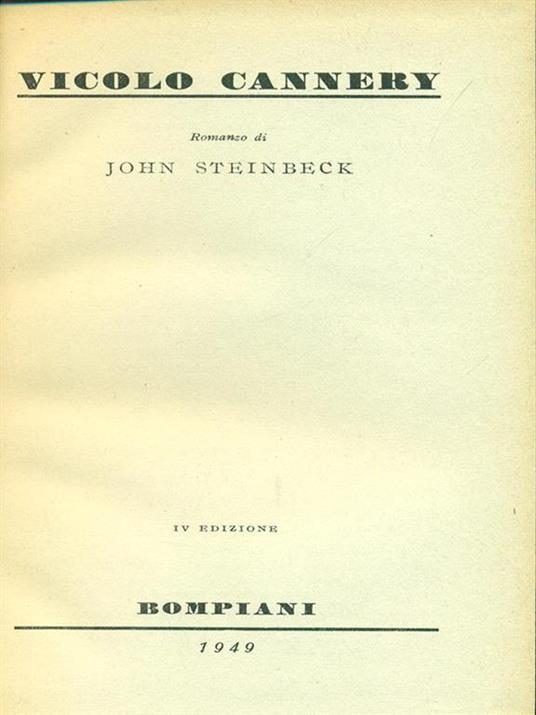 Vicolo Cannery - John Steinbeck - copertina