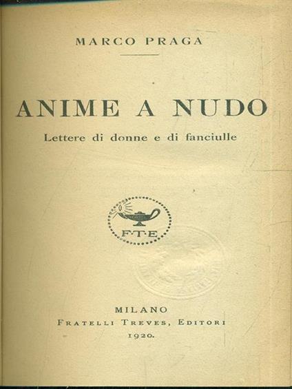 Anime a nudo - Marco Praga - copertina