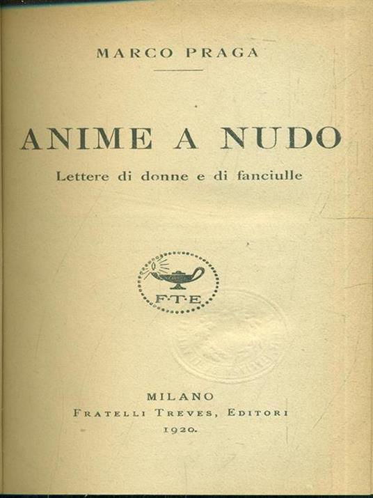Anime a nudo - Marco Praga - copertina