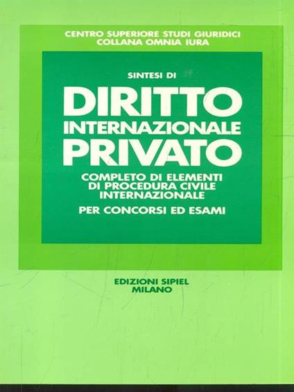 Sintesi di diritto internazionale privato - copertina