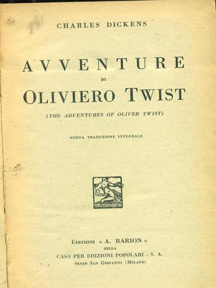 Avventure di Oliviero Twist - Charles Dickens - copertina